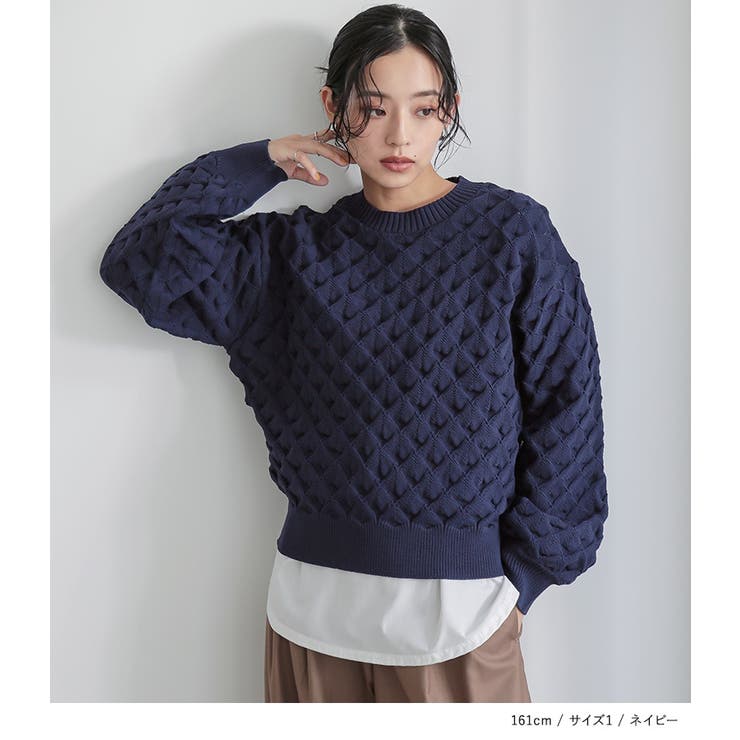 n'OrLABEL立体柄スポンジニット | osharewalker | 詳細画像11 