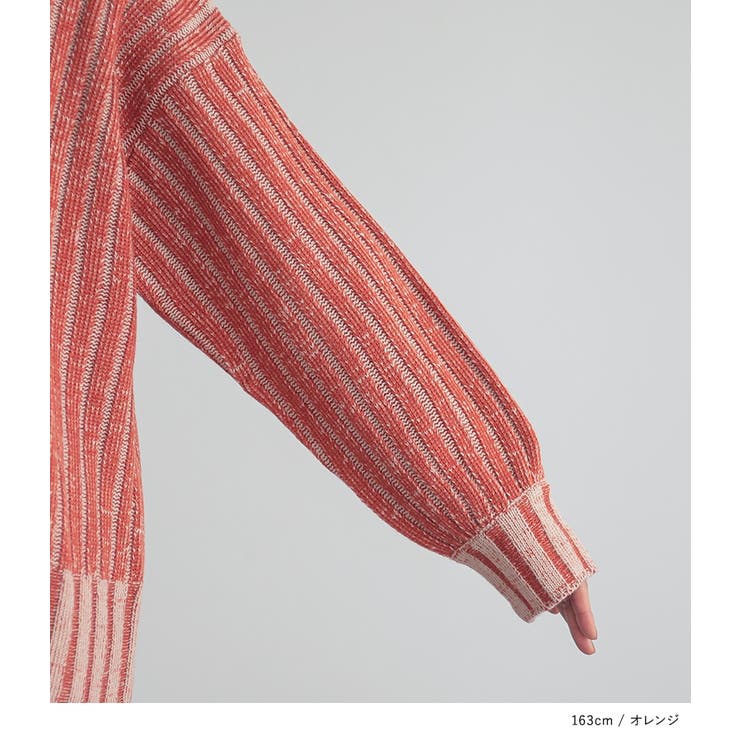 n'OrLABEL二重臼配色リブ編みニット[品番：MITW0017798