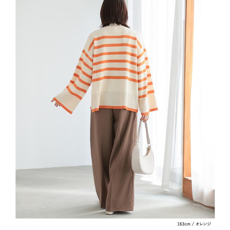 n'OrLABELハイネックワイドスリーブボーダーニット | osharewalker | 詳細画像8 