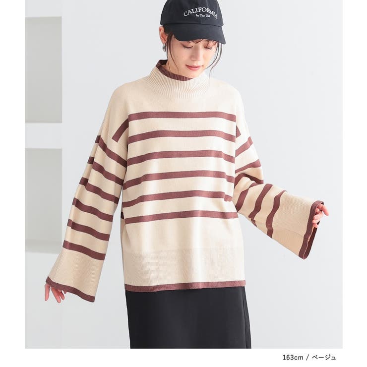 n'OrLABELハイネックワイドスリーブボーダーニット | osharewalker | 詳細画像16 