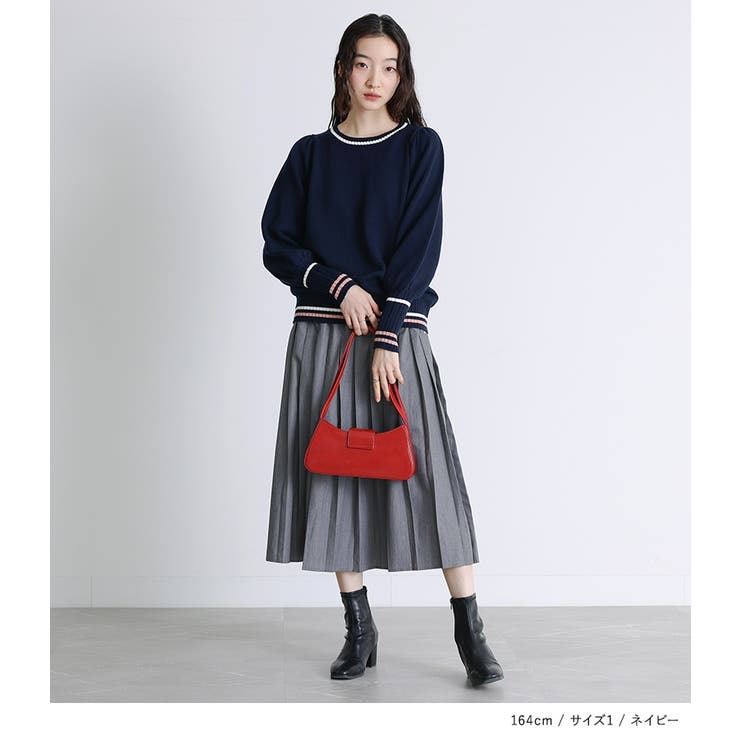 somari imagination配色ラインパフスリーブニット  | osharewalker | 詳細画像9 