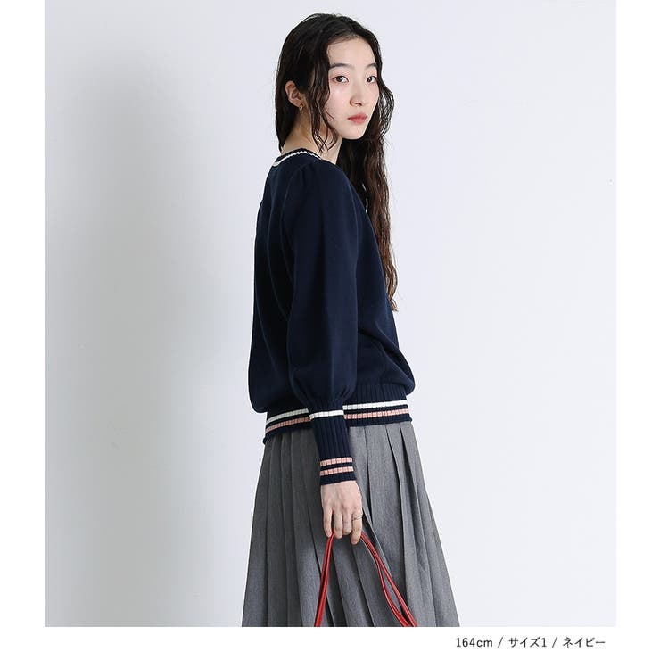 somari imagination配色ラインパフスリーブニット  | osharewalker | 詳細画像10 