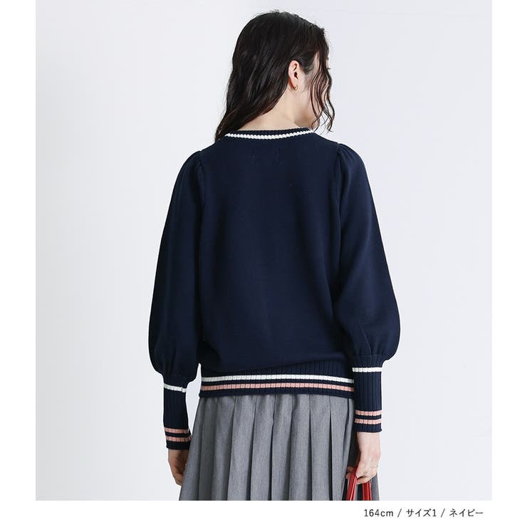 somari imagination配色ラインパフスリーブニット  | osharewalker | 詳細画像11 