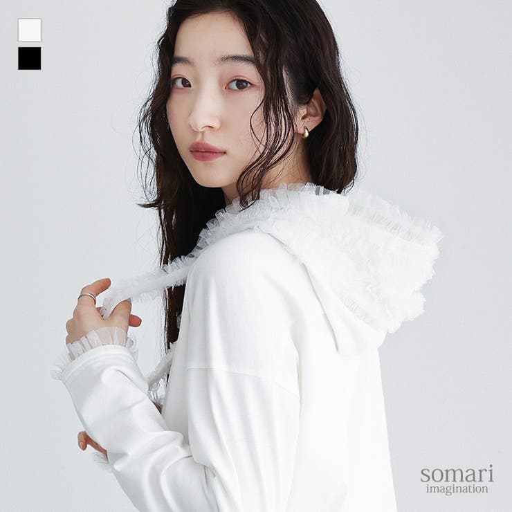 somari imaginationチュールフードカットソー  | osharewalker | 詳細画像1 