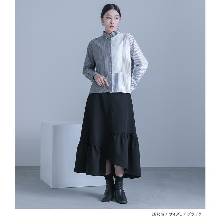 kOhAKUストライプ×無地切替シャツ | osharewalker | 詳細画像6 