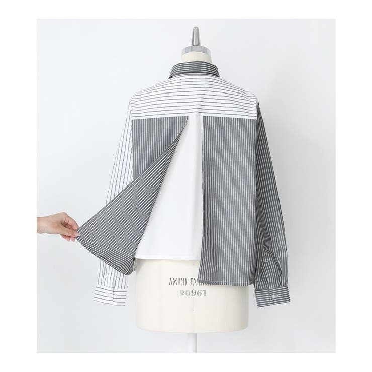 kOhAKUストライプ×無地切替シャツ | osharewalker | 詳細画像15 