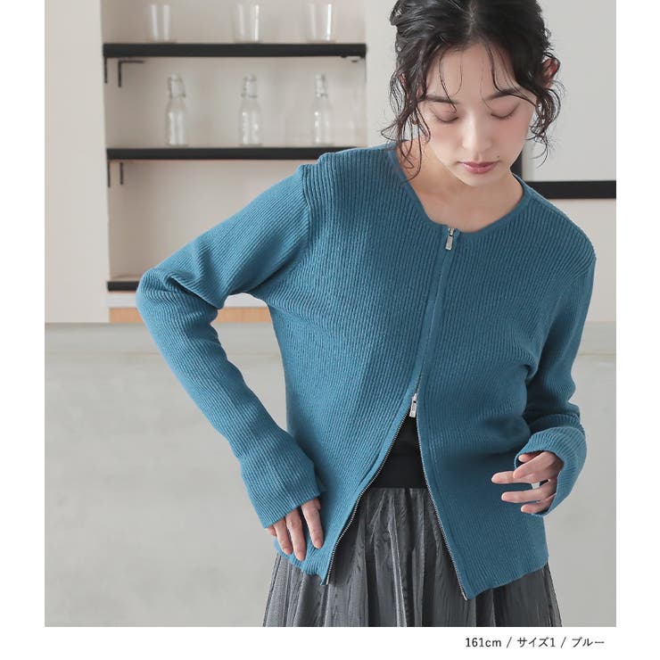 n'OrLABEL綿ニットダブルジップリブカーディガン | osharewalker | 詳細画像16 