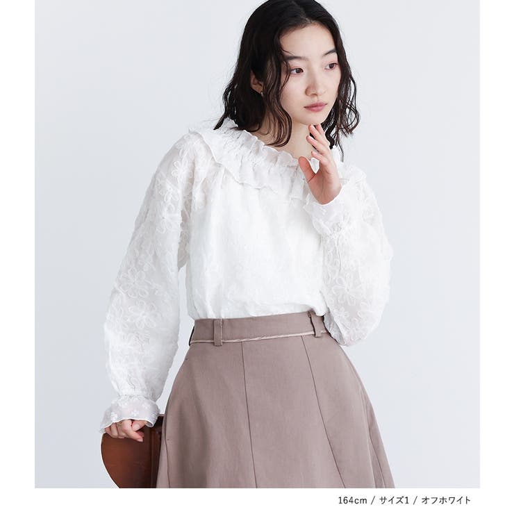 somari imaginationチュールテープフラワー刺繍シアーブラウス | osharewalker | 詳細画像3 