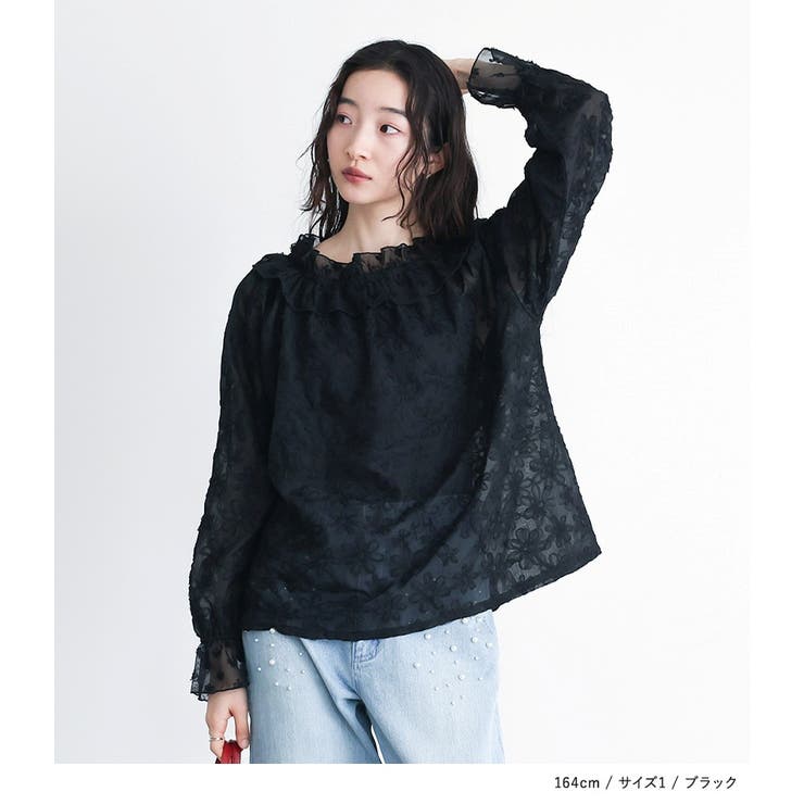 somari imaginationチュールテープフラワー刺繍シアーブラウス | osharewalker | 詳細画像9 