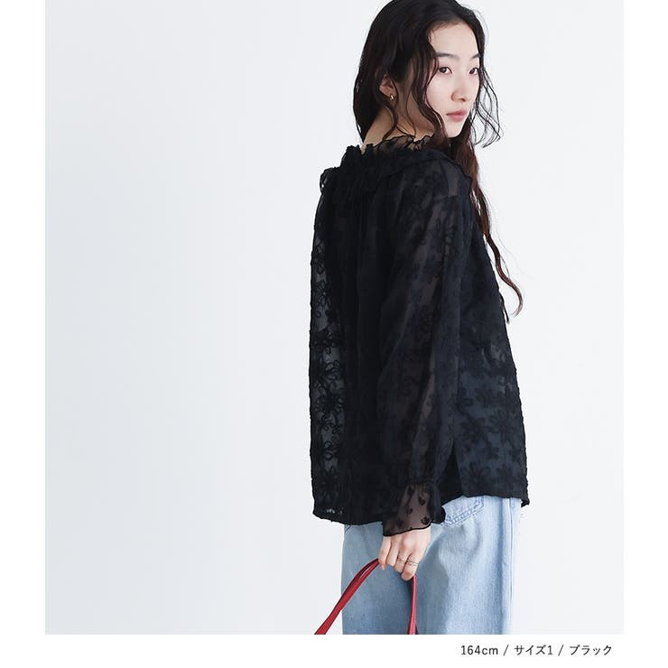 somari imaginationチュールテープフラワー刺繍シアーブラウス | osharewalker | 詳細画像10 