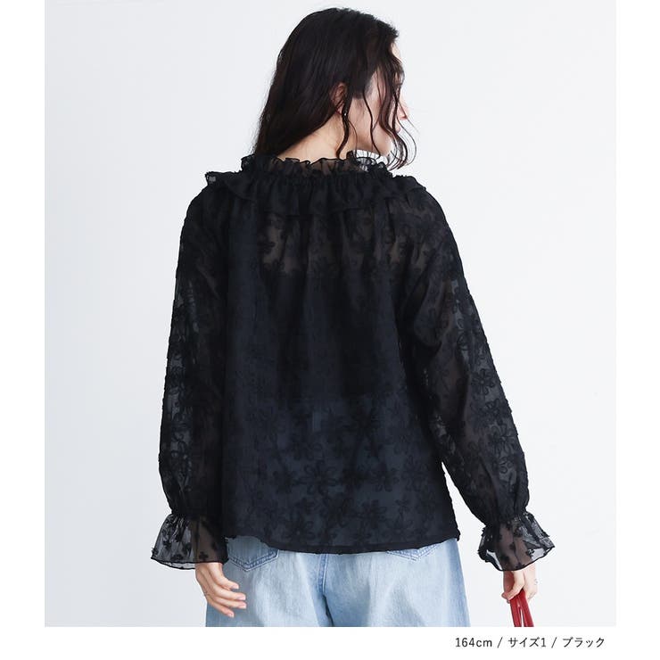 somari imaginationチュールテープフラワー刺繍シアーブラウス | osharewalker | 詳細画像11 