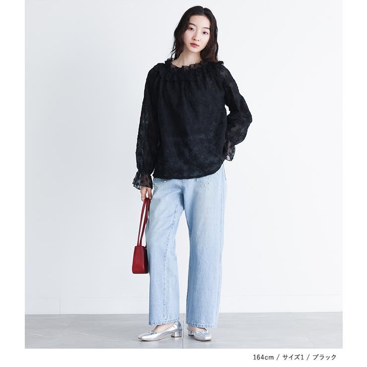 somari imaginationチュールテープフラワー刺繍シアーブラウス | osharewalker | 詳細画像12 