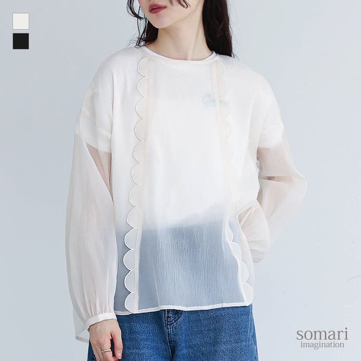 somari imaginationスカラップシアーブラウス[品番:MITW0018094 somari imaginationスカラップシアーブラウス[品番:MITW0018094