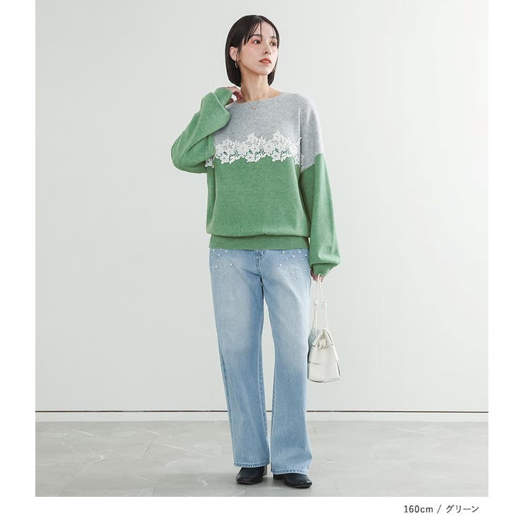 n'OrLABELレース付配色ニット  | osharewalker | 詳細画像9 