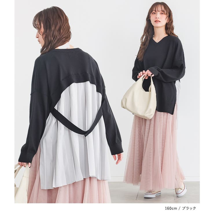 n'OrLABEL異素材バックプリーツVネックニット  | osharewalker | 詳細画像10 