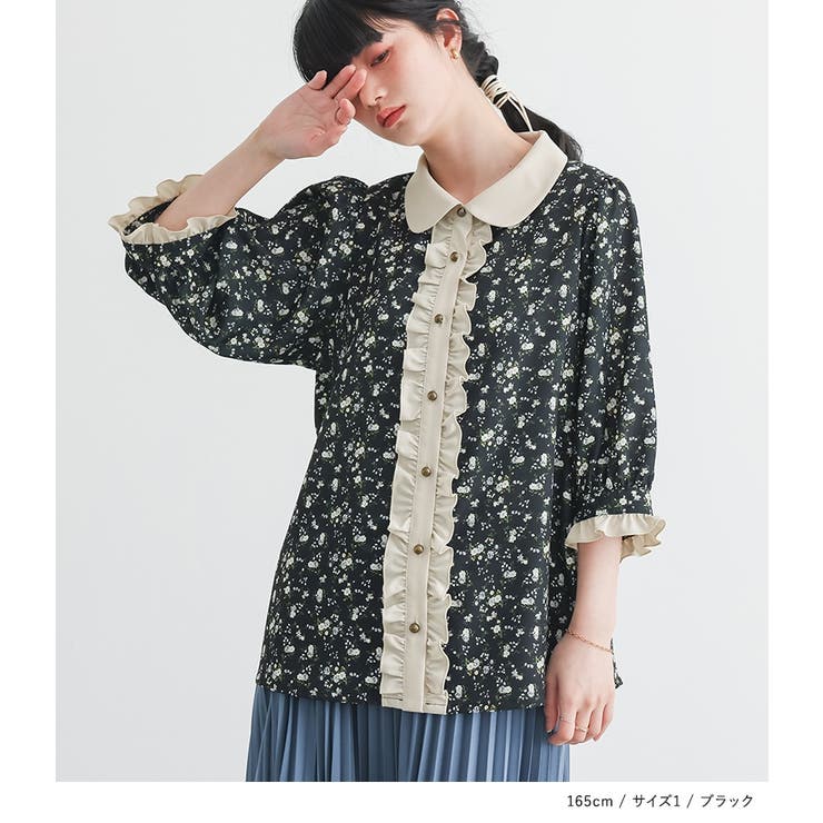 somari imagination花柄配色ブラウス | osharewalker | 詳細画像8 