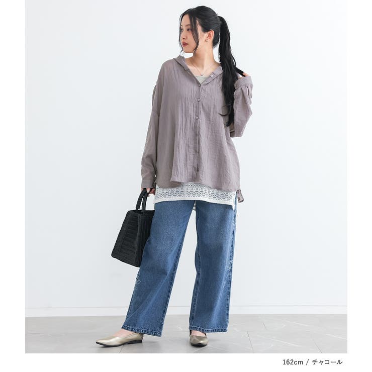 n'OrLABELシアーフードシャツ | osharewalker | 詳細画像8 