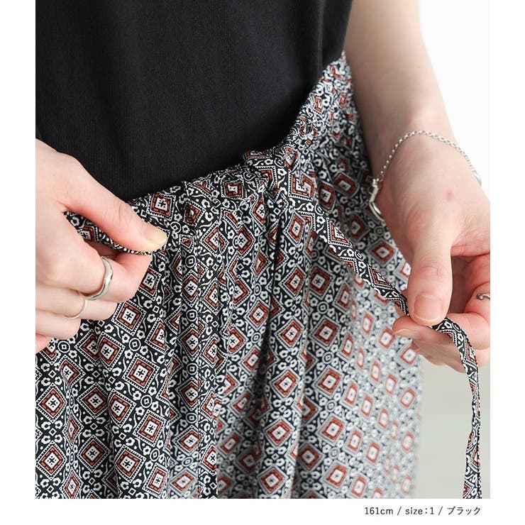 n'OrLABELパネル柄ギャザーイージーパンツ | osharewalker | 詳細画像13 