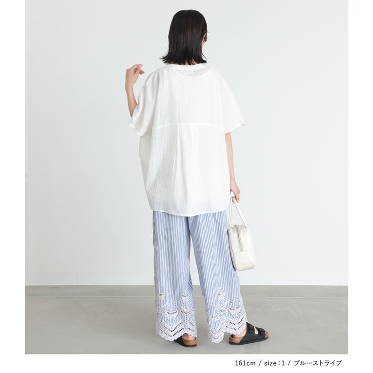 n'OrLABEL裾刺繍柄パンツ[品番：MITW0017397]｜osharewalker