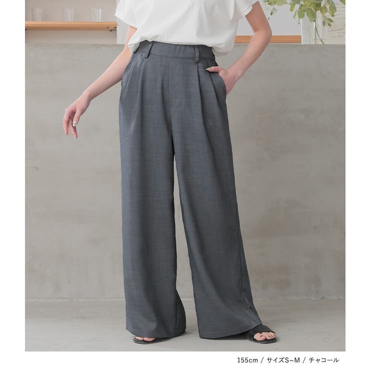 n'OrLABELリネンライクツータックワイドパンツ | osharewalker | 詳細画像14 