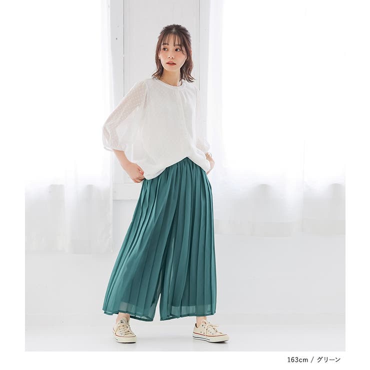 n'OrLABEL冷感裏地付きシフォンプリーツパンツ  | osharewalker | 詳細画像9 