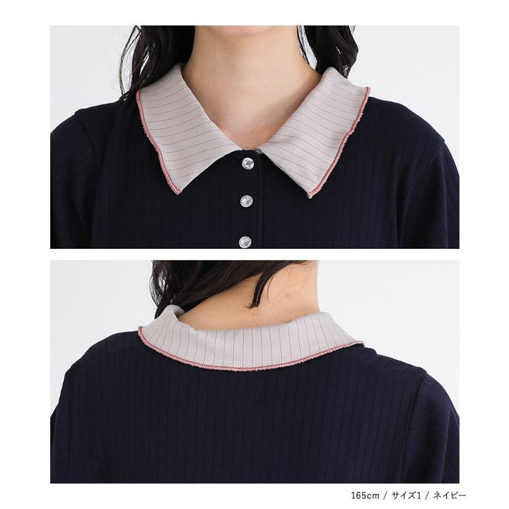 somari imaginationワイドリブ配色ポロワンピース  | osharewalker | 詳細画像12 