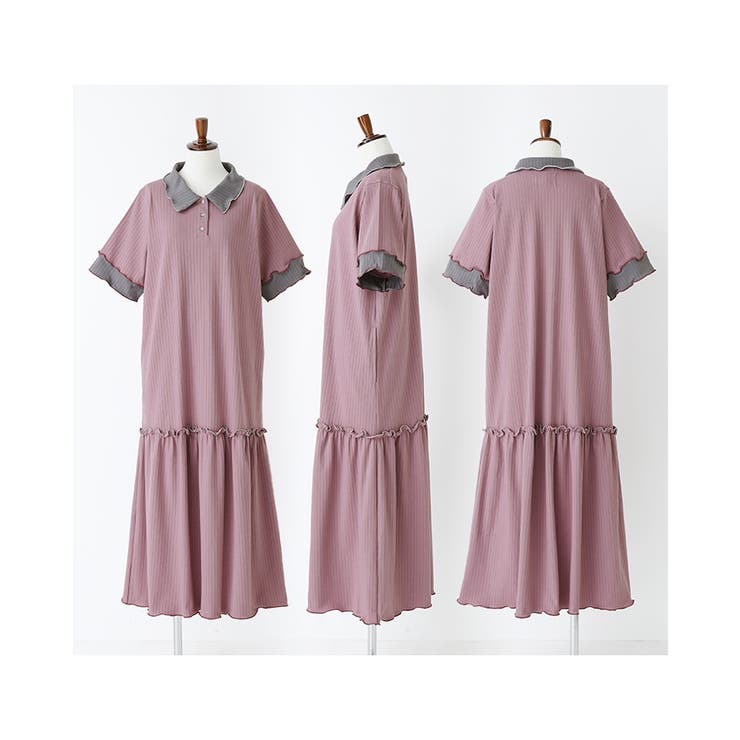 somari imaginationワイドリブ配色ポロワンピース [品番
