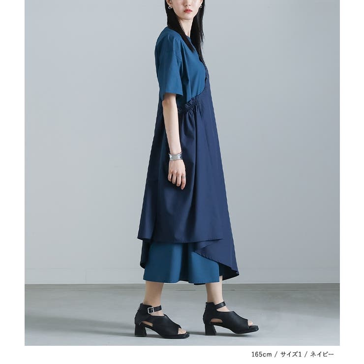 kOhAKU配色アシンメトリーワンピース[品番：MITW0018297