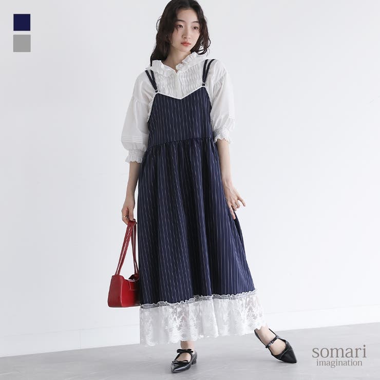 somari imaginationピンストライプキャミワンピース [品番