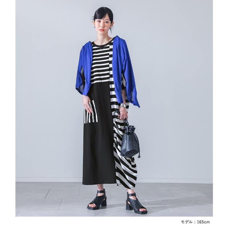 kOhAKUミックスボーダー切替アシメワンピース  | osharewalker | 詳細画像5 