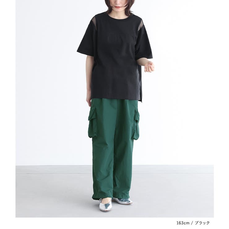 n'OrLABELショルダーメッシュ切替Tシャツ | osharewalker | 詳細画像6 