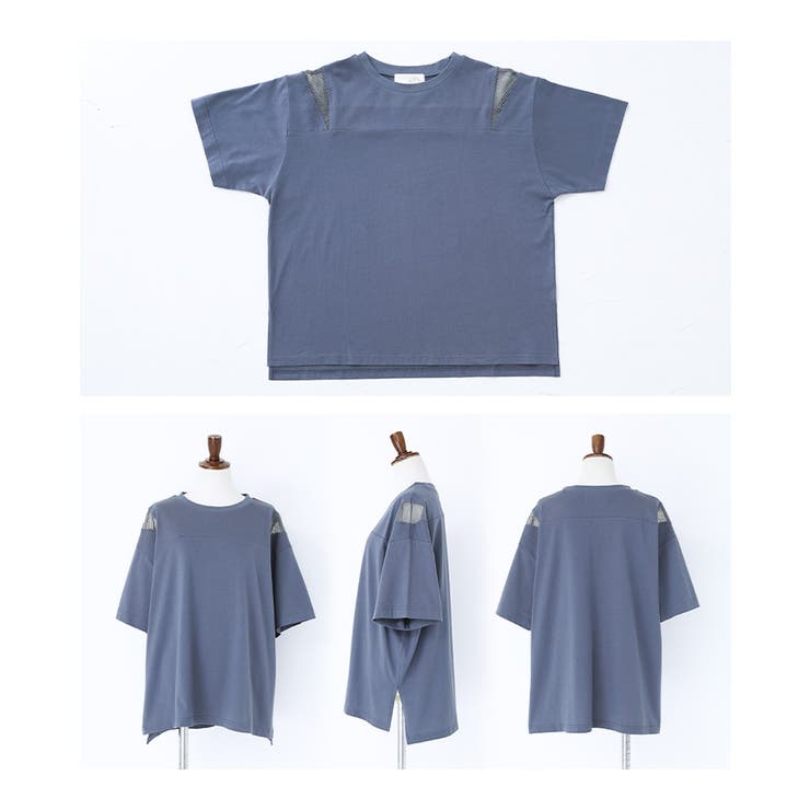n'OrLABELショルダーメッシュ切替Tシャツ | osharewalker | 詳細画像15 