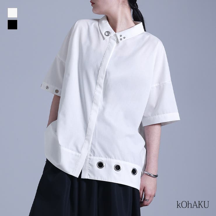 kOhAKUアシンメトリーハトメデザインシャツ[品番：MITW0017290
