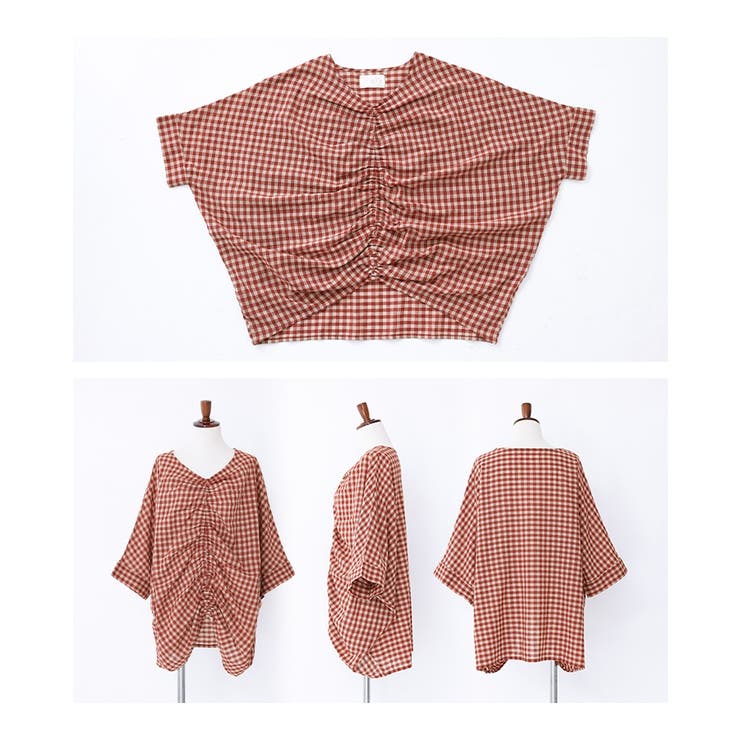 Spick &amp; Span ギンガムソデシャーリングブラウス　ブロックチェック Spick & Span - Spick & Span ギンガムソデシャーリングブラウス