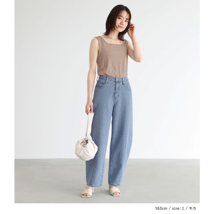 n'OrLABEL配色スクエアネックリブタンクトップ | osharewalker | 詳細画像2 