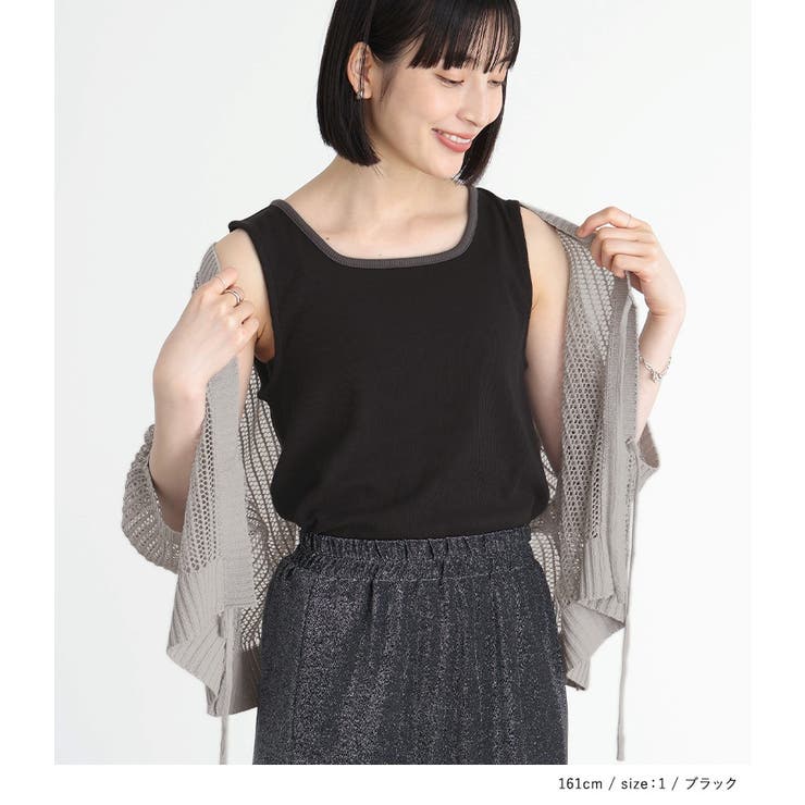 n'OrLABEL配色スクエアネックリブタンクトップ[品番