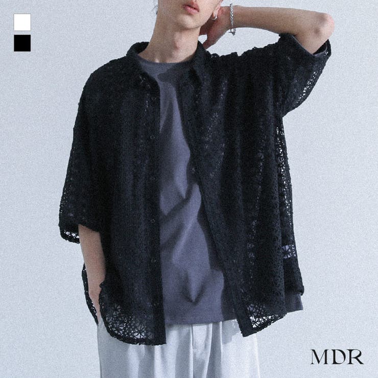 MDR透かし柄編み半袖シャツ  | osharewalker【MEN】 | 詳細画像1 