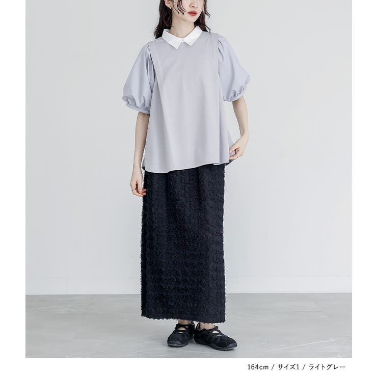 somari imagination異素材ドッキングパフスリーブカットソー | osharewalker | 詳細画像8 