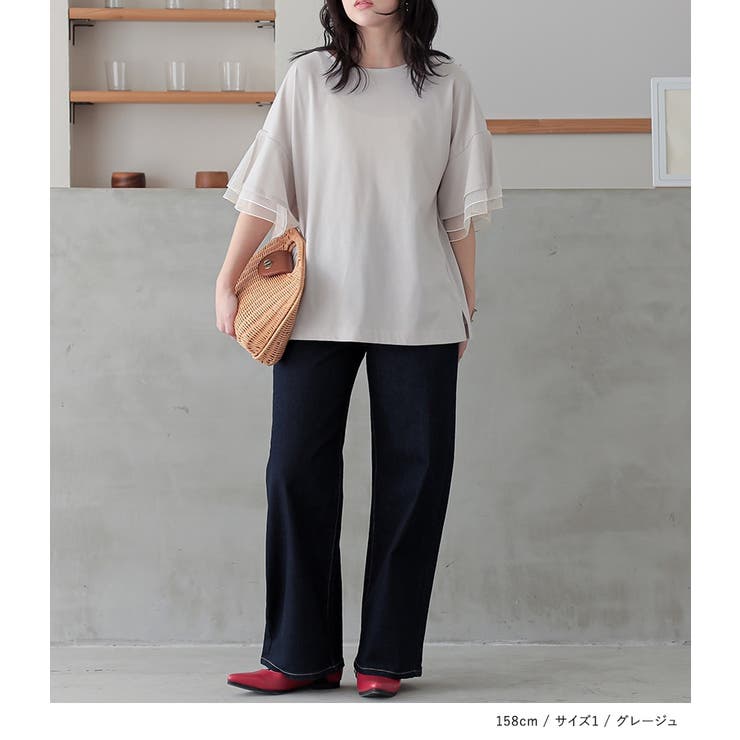 n'OrLABELチュールレイヤードフレアスリーブカットソー | osharewalker | 詳細画像12 