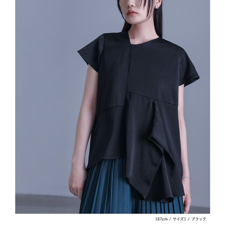 kOhAKUアシメドレープフレンチスリーブブラウス | osharewalker | 詳細画像4 