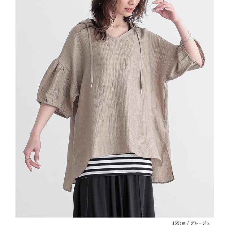 n'OrLABELフードスキッパー楊柳クレープブラウス | osharewalker | 詳細画像8 