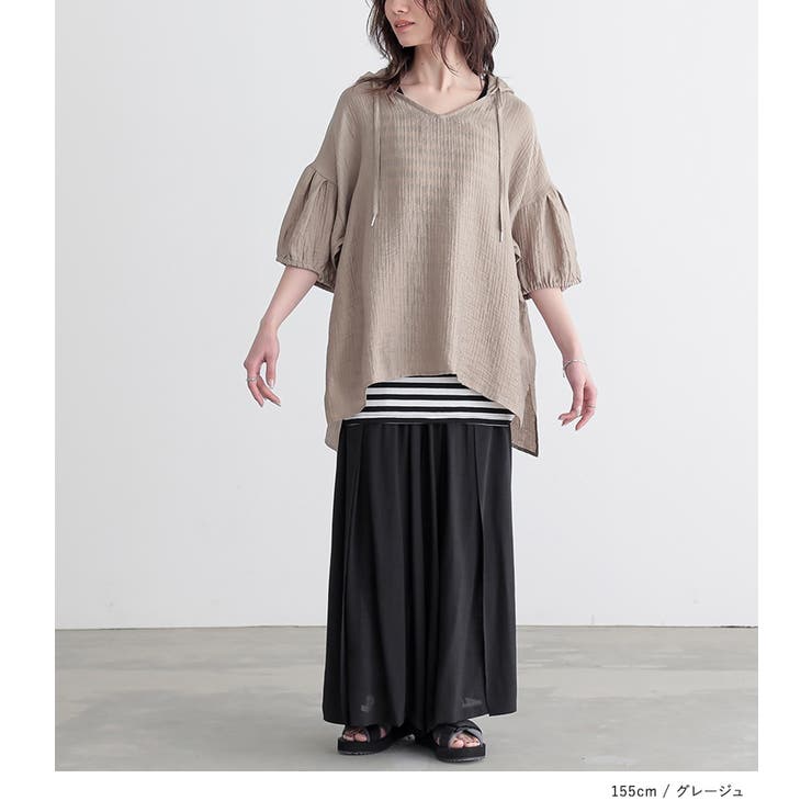 n'OrLABELフードスキッパー楊柳クレープブラウス | osharewalker | 詳細画像10 