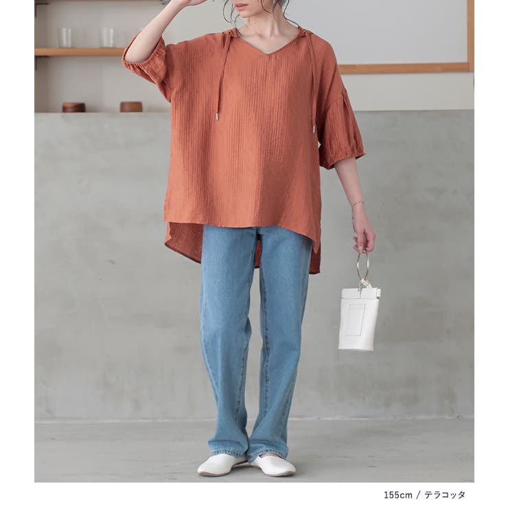 n'OrLABELフードスキッパー楊柳クレープブラウス | osharewalker | 詳細画像12 