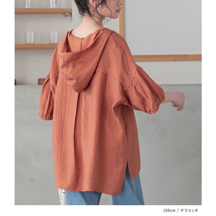 n'OrLABELフードスキッパー楊柳クレープブラウス | osharewalker | 詳細画像13 