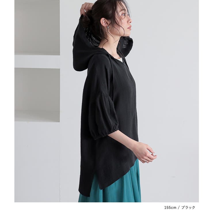 n'OrLABELフードスキッパー楊柳クレープブラウス | osharewalker | 詳細画像15 