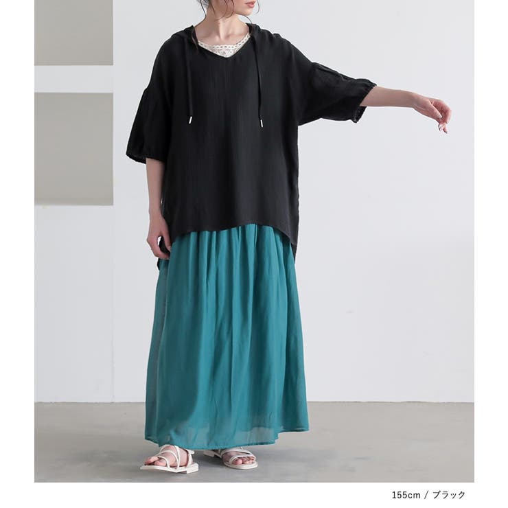 n'OrLABELフードスキッパー楊柳クレープブラウス | osharewalker | 詳細画像16 