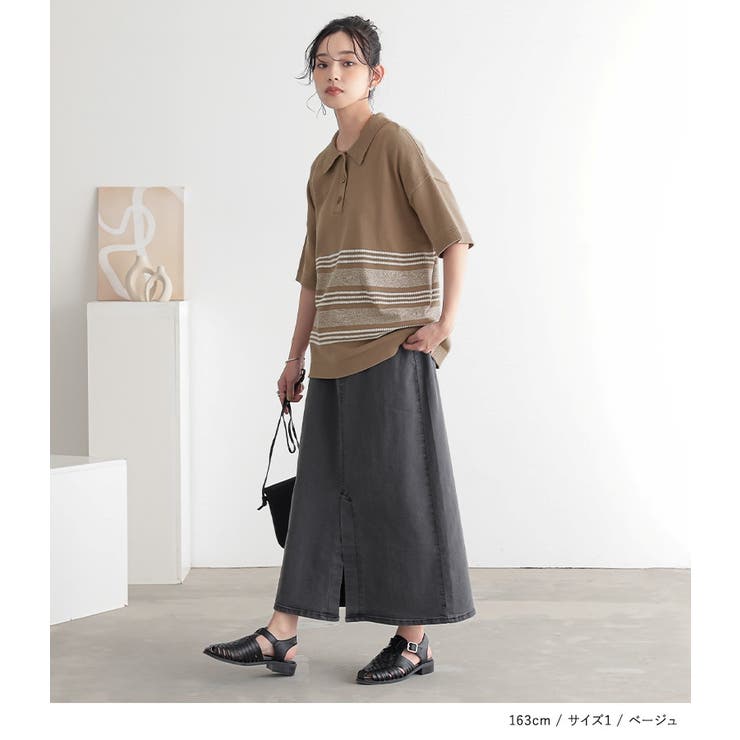n'OrLABELミックス編みボーダーポロニット  | osharewalker | 詳細画像8 