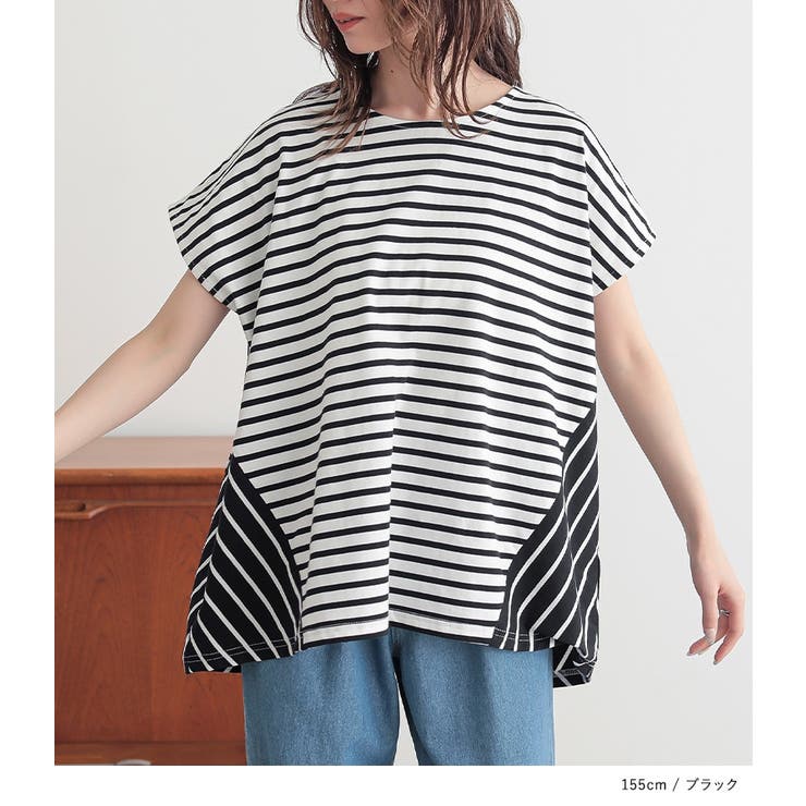 n'OrLABELボーダー切替フレンチスリーブカットソー | osharewalker | 詳細画像7 