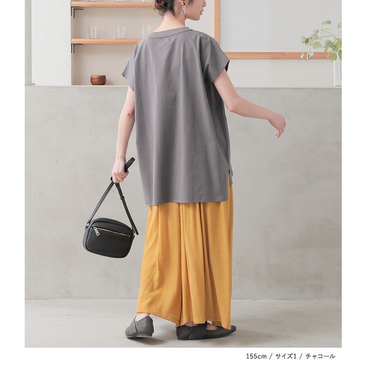 n'OrLABEL配色ドットプリントフレンチスリーブカットソー[品番