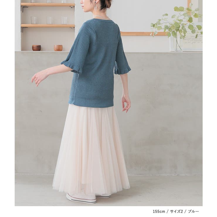 nOrLABEL袖フリル半袖リブニット | osharewalker | 詳細画像9 